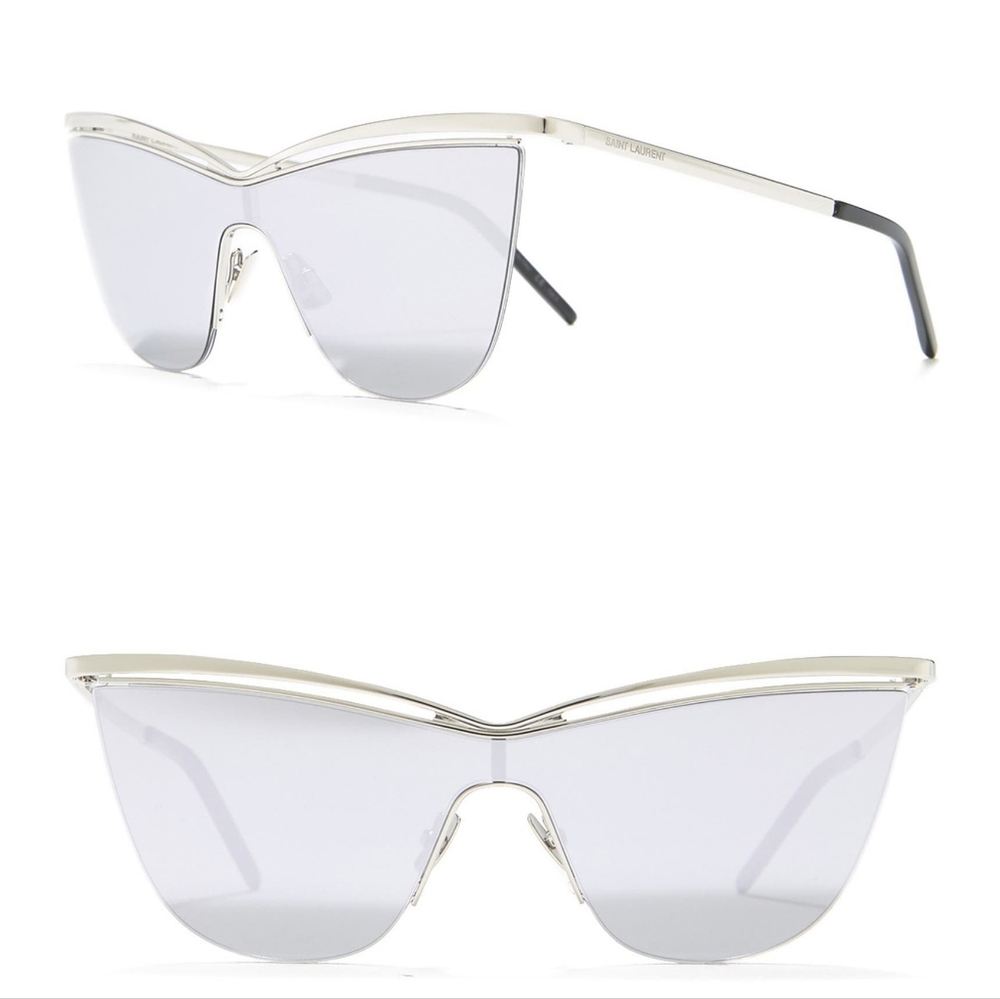 SAINT LAURENT * Women's Silver 60mm Cat Eye Sunglasses, NWT - Picture 4 of 11